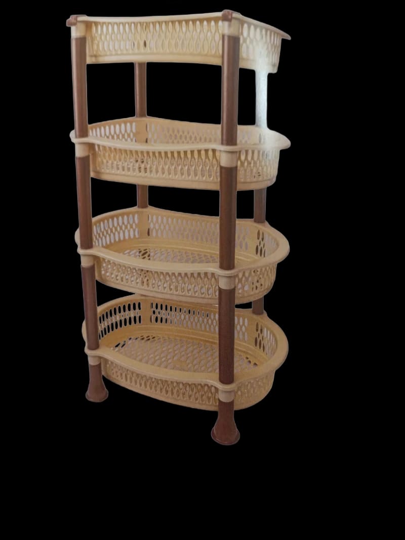 4-Tier Plastic Oval Storage Organizer Rack