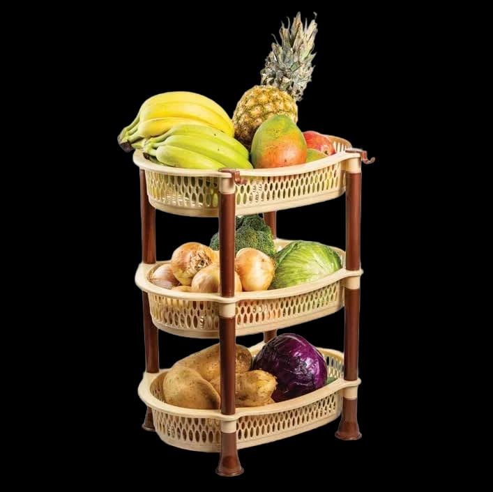 Three-Tier Plastic Kitchen Storage Rack for Fruits and Vegetables