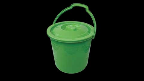Green Plastic Bucket with Lid and Handle