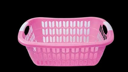 Pink Plastic Laundry Basket with Handles