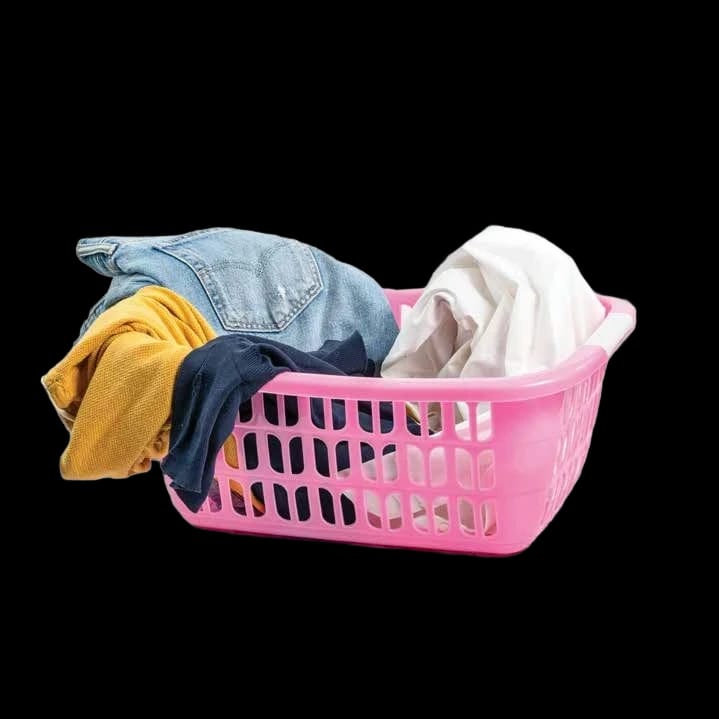 Pink Plastic Laundry Basket with Handles