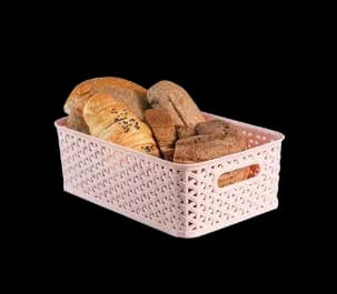 Pink Woven Design Plastic Storage Basket