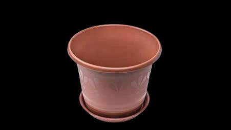 Terracotta-Colored Plastic Planter with Saucer