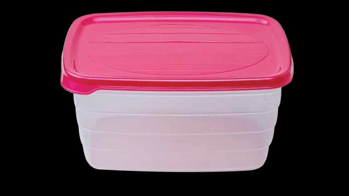 Rectangular Plastic Food Storage Container with Pink Lid