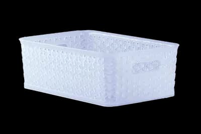 Rectangular Woven-Style Plastic Storage Basket