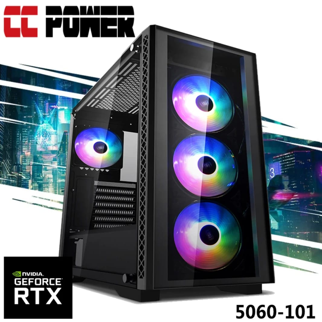 CC Power 5060-101 Gaming PC NEW 13Gen Intel Core i5 10-Cores w/ Nvidia RTX 5060 8GB DDR7 & Advanced Air Cooler