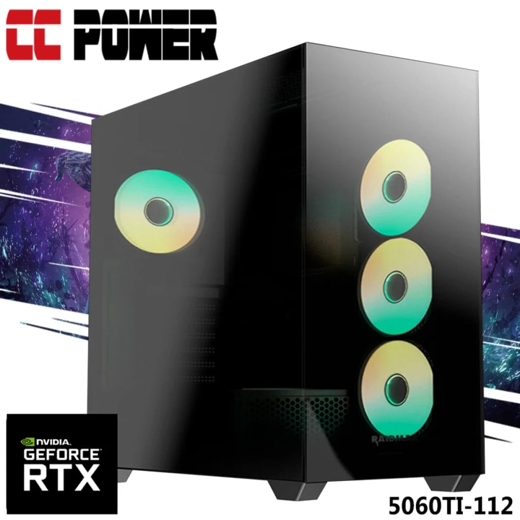 CC Power 5060TI-112 Gaming PC NEW 14Gen Intel I5 14400F 10-Cores w/ Nvidia RTX 5060TI 8GB DDR7  & DDR5 Memory & Advanced Air Cooler