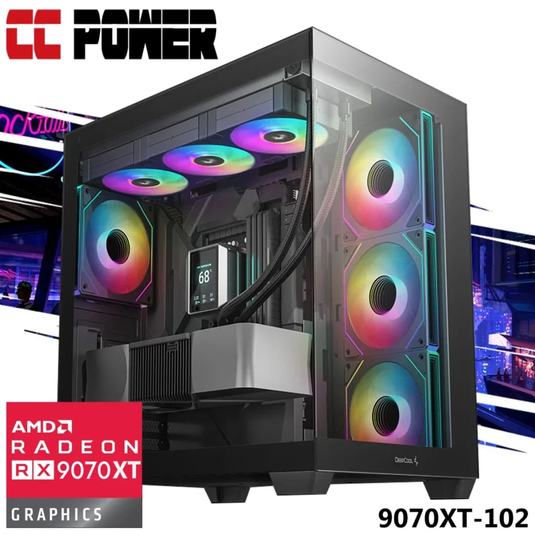 CC Power 9070XT-102 Gaming PC NEW Intel Core Ultra 5 K-Series 14-Cores w/ AMD Radeon RX 9070 XT 16GB GDDR6 & Liquid Cooler