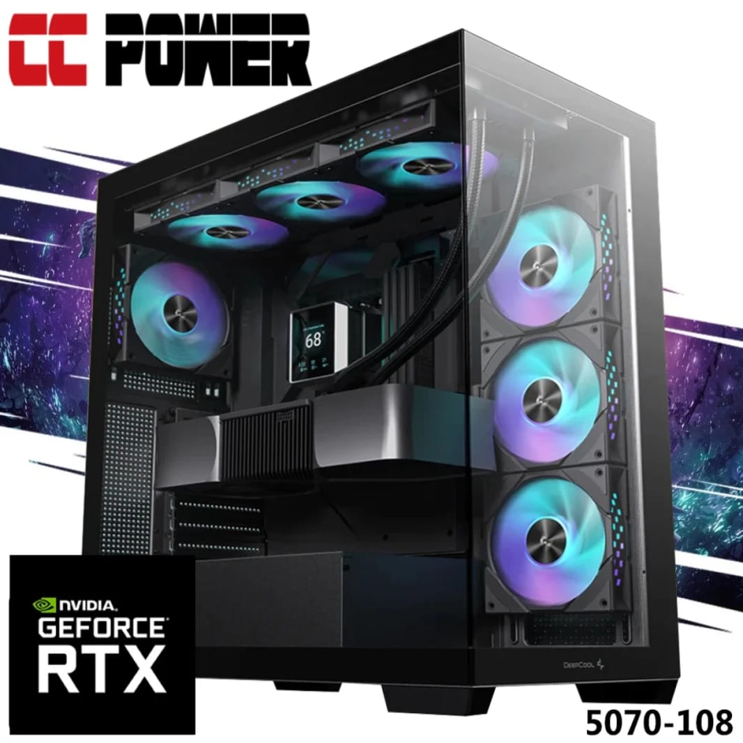 CC Power 5070-108 Gaming PC NEW 9Gen AMD Ryzen 9 9950X 16-Cores w/ Nvidia RTX 5070 12GB DDR7 w/ DDR5 Memory & Liquid Cooler