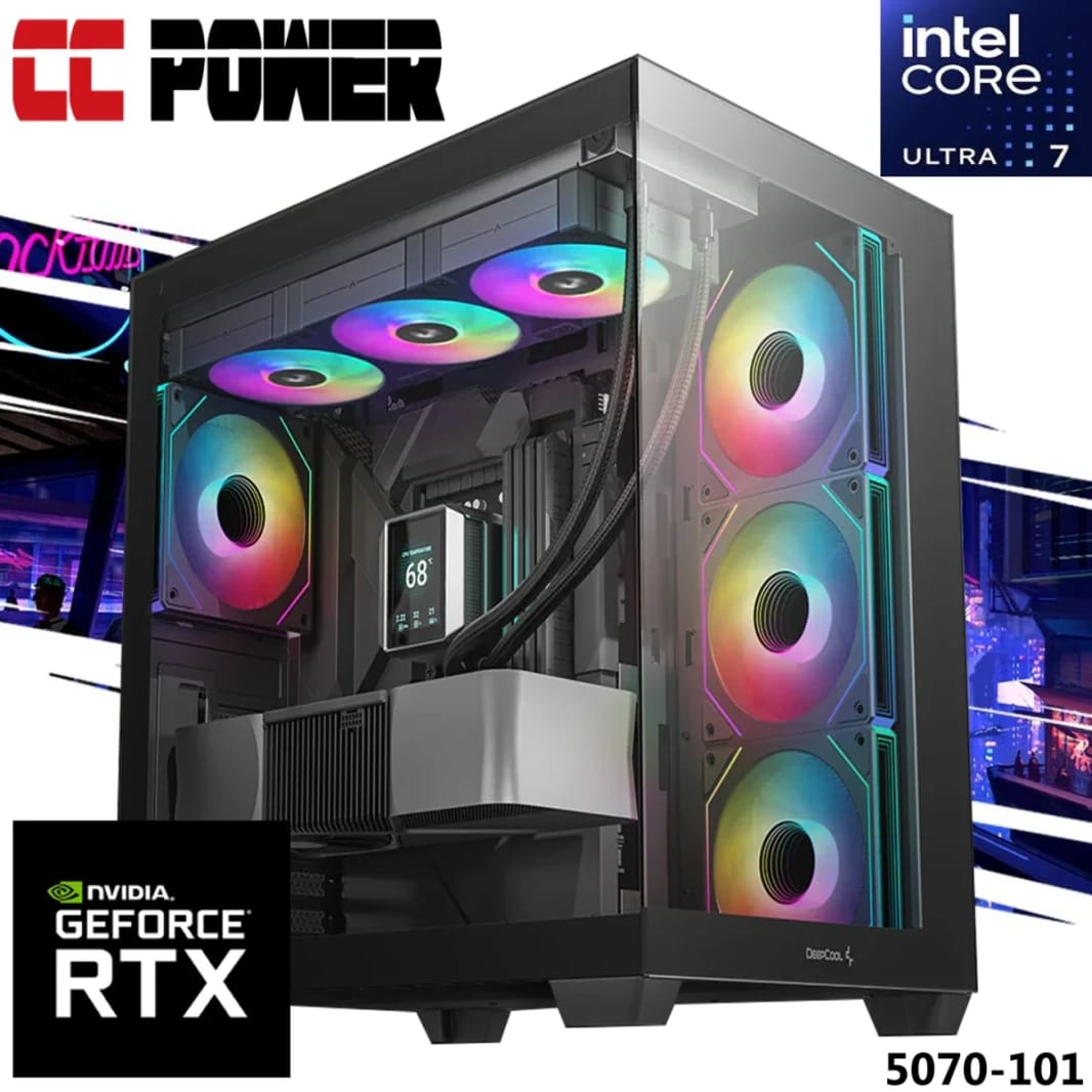 CC Power 5070TI-101 Gaming PC NEW Intel Core Ultra 7 K-Series 20-Cores w/ Nvidia RTX 5070 TI 16GB DDR7 & Liquid Cooler