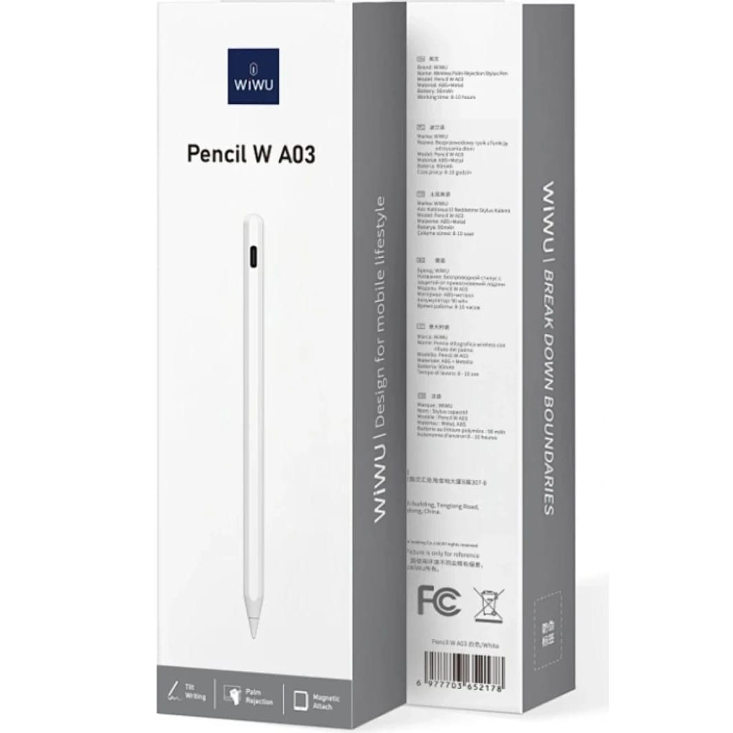 WiWU Pencil W A03 Magnetic Charging Stylus Pen For iPad - White