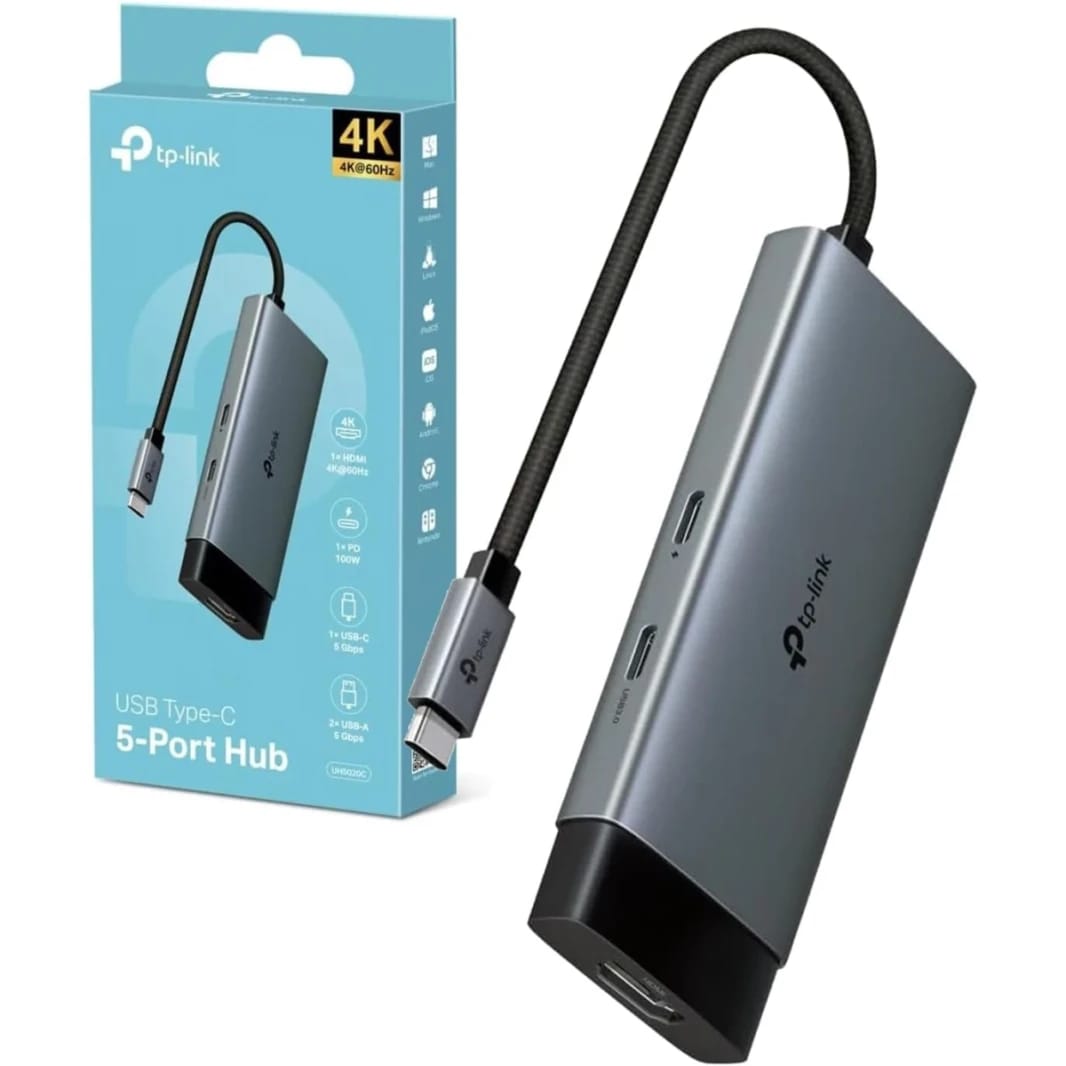 Tp-Link UH5020C USB Type-C 5 in 1 Hub, 4K HDMI, PD 100W, USB 3.0, Plug & Play, 5 Gbps SuperSpeed Data Transfer, Windows, Mac, Linux, iPadOS, iOS, Android, Chrome