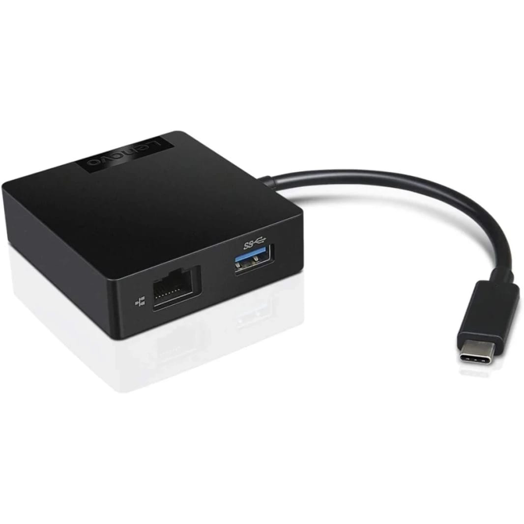 Lenovo USB-C 4-in-1 Travel Hub HDMI Full HD VGA USB 3.0 RJ45 Gigabit Ethernet Compatible with ThinkPad, Yoga & More - Black