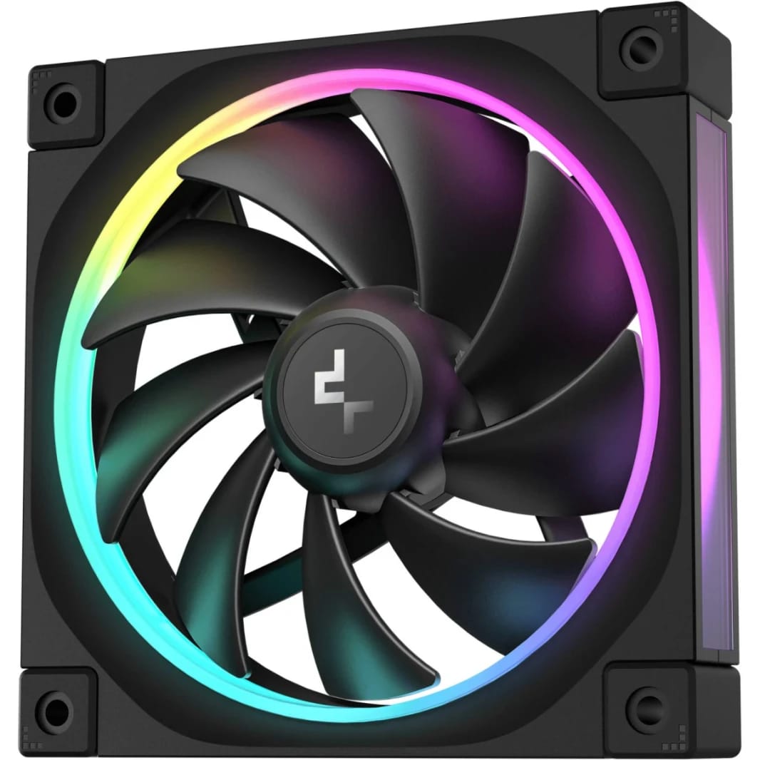 DeepCool FL12 120mm Case Fans, 2150 RPM Fan Speed, 55 CFM Fan Airflow, Fluid Dynamic Bearing Type, 4-Pin PWM Fan Connector, Addressable RGB LED, Single Pack, Black