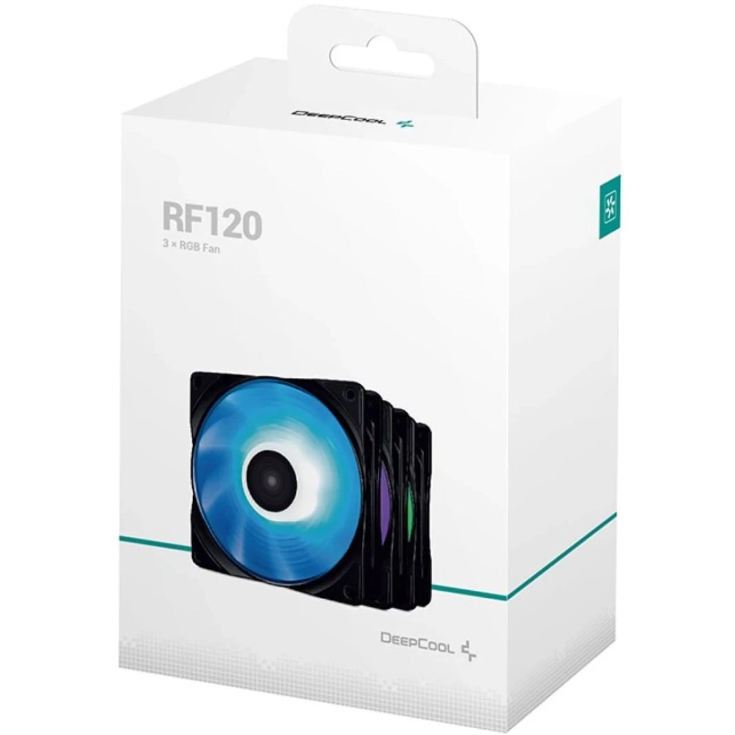 DeepCool RF12 FS RGB 120mm Fan Speed: 500~1500 RPM Fan Airflow: 56.5 CFM Fan Air Pressure: 1.66 mmAq Hydro Bearing - Fan Connector: 4-pin PWM, Pack of 3, Black