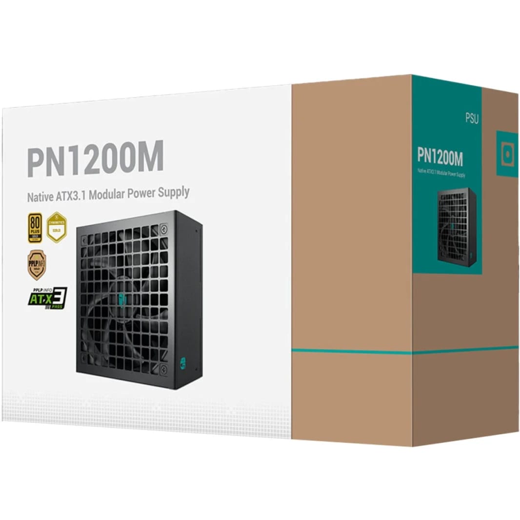Deepcool Gamer Storm PN1200M 1200w 80+ Gold Fully Modular ATX 3.1 + PCI-E 5.1 Active PFC + Full Bridge SRC LLC + DC to DC, Japanese Capacitor, FDB Fans, 120mm Fan Size, Black