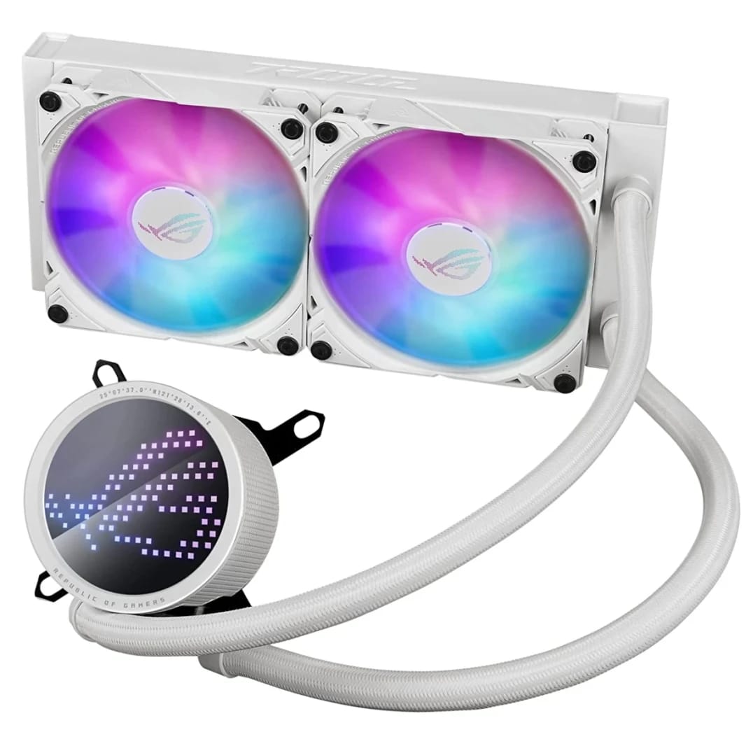 ASUS ROG RYUO III 240 ARGB AIO Liquid Cooler 240mm For Intel & AMD 2x 120mm ARGB Fans & Anime Matrix™ LED Display - White
