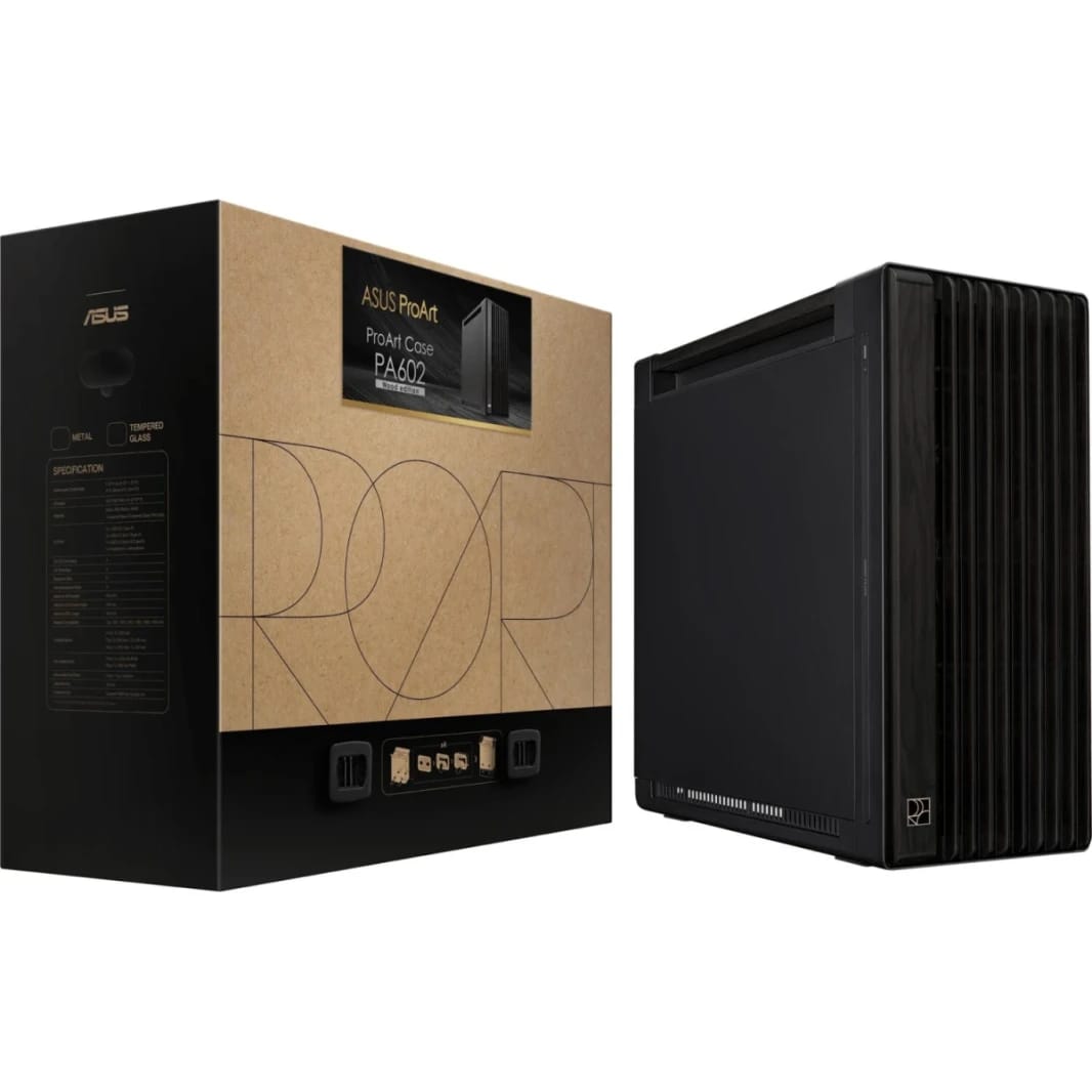 ASUS ProArt PA401 Wood Edition Metal Panel, 2x 160mm Pre-Installed Fans, Up to 240mm Radiator & 5x Fan Support, Removable Dust Filters, Black
