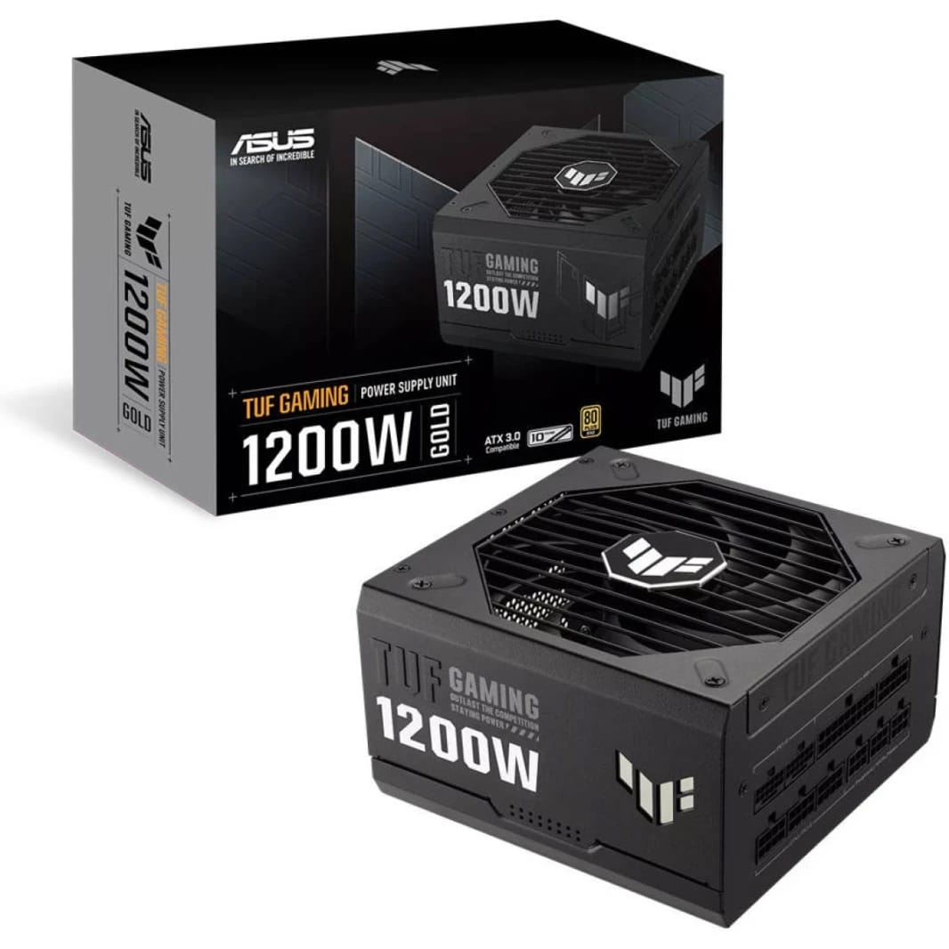 ASUS TUF Gaming 1200W Fully Modular Power Supply, 80 Plus Gold Certification, ATX12V, 135mm Axial Tech Fan Design, Protective PCB Coating, ATX 3.0 Compatible, Black