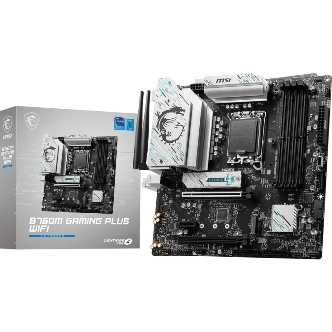 MSI B760M GAMING PLUS WIFI 6E mATX Supports 14th/13th/12th DDR5 PCIe 4.0 2x M.2 Gen 4 2.5G LAN - Black