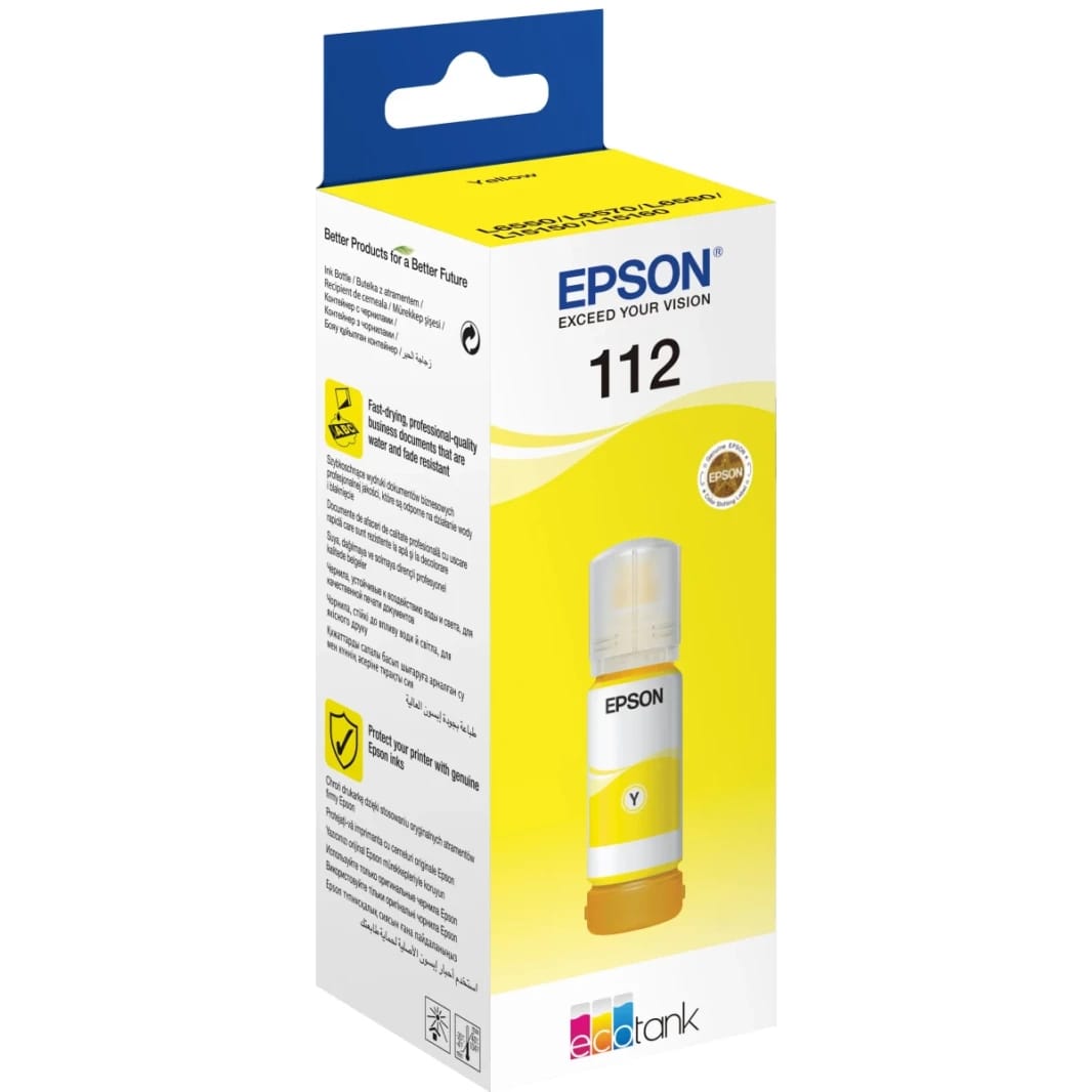 Genuine Epson 112 EcoTank Ink Bottle 70ml Cartridge Pigment - Yellow
