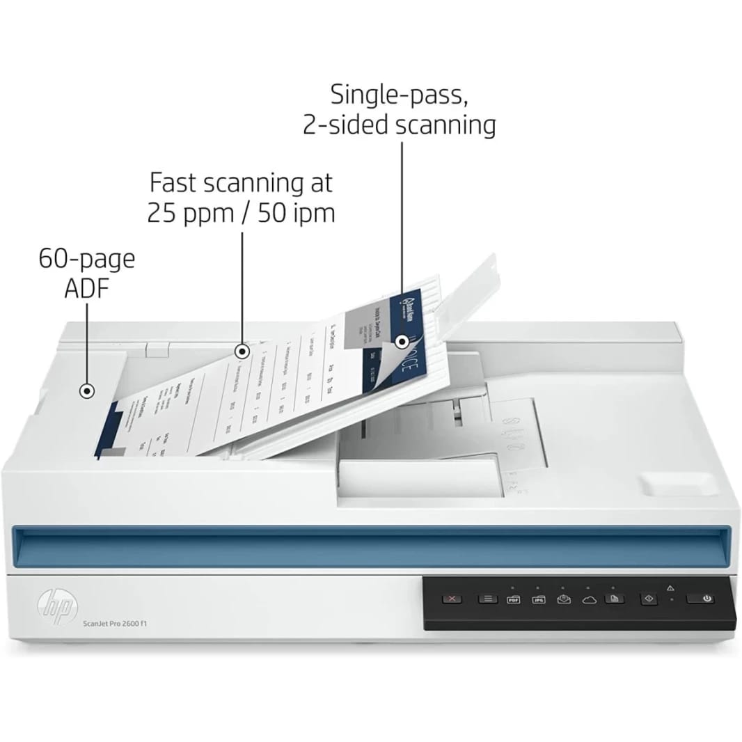 HP ScanJet Pro 2600 F1 Scanner Fast 2-Sided up to 25 ppm Scanning & Auto Document Feeder