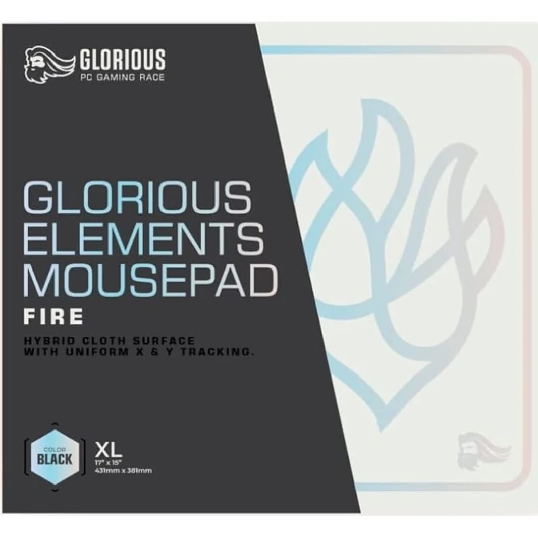 Glorious Elements Mousepad - XL Mouse Pad -Foam Core Hybrid Cloth Computer Desk Pad for Speed Gaming 430X380X4MM (FIRE)
