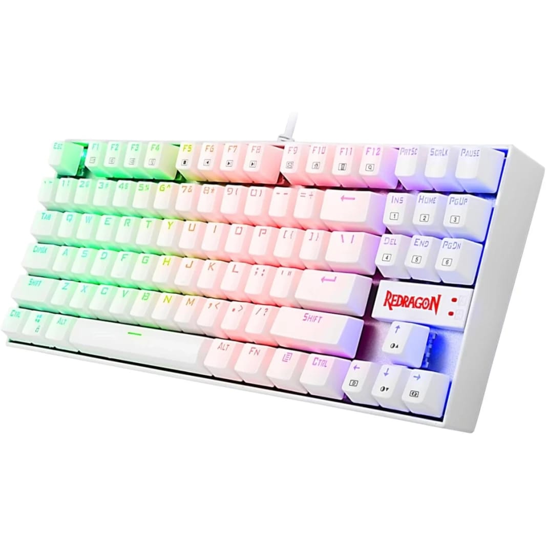Redragon K552W KUMARA 87 Keys Mechanical Gaming Keyboard RGB LED Backlit Wired Anti-Dust Proof Red Switches - White