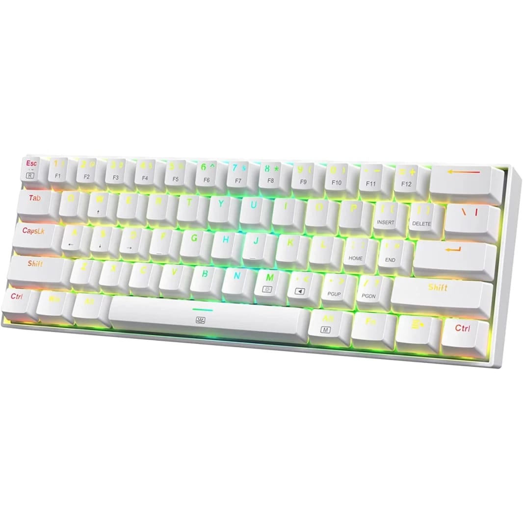 Redragon K630 Dragonborn 60% Wired RGB Gaming Keyboard, 61 Keys Compact Mechanical Keyboard with Linear Blue Switch, Pro Driver Support, White