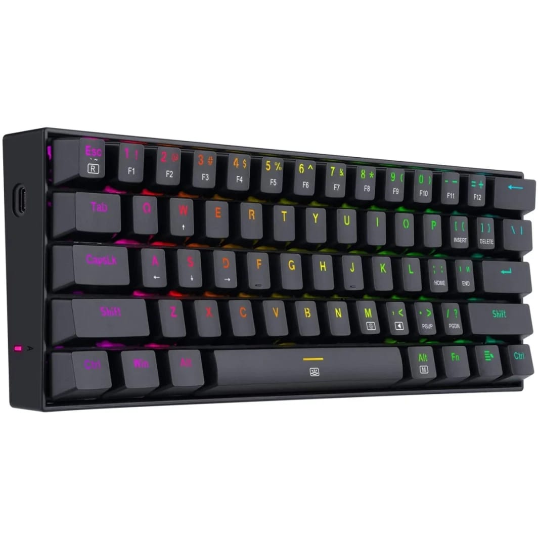 Redragon K630 Dragonborn 60% Wired RGB Gaming Keyboard, 61 Keys Compact Mechanical Keyboard with Linear Blue Switch, Pro Driver Support, Black