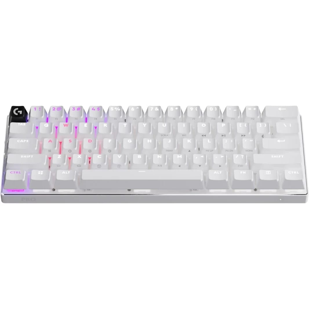 Logitech G PRO X 60 LIGHTSPEED Wireless Ultra Compact TKL 60% Mechanical LIGHTSYNC RGB Dual-Shot PBT Keycaps GX Optical Tactile Switches - White