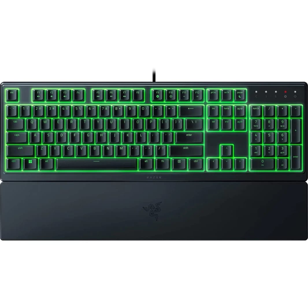 Razer Ornata V3 X Gaming Low-Profile Keys Silent Membrane Switches Spill Resistant Chroma RGB Lighting Ergonomic Wrist Rest - Black
