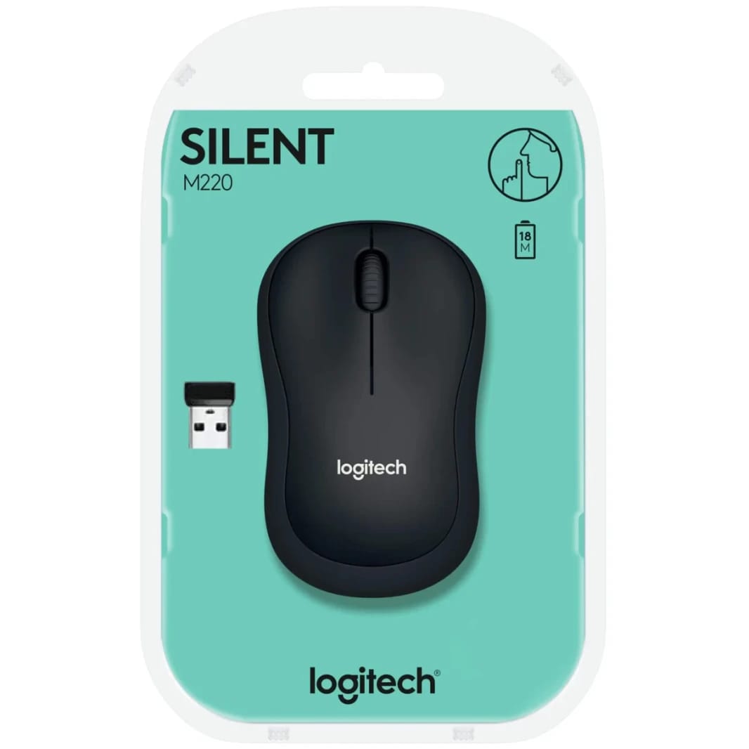 Logitech M220 Silent Wireless Mobile Mouse 18-Month Battery Life & Auto Sleep - CHARCOAL