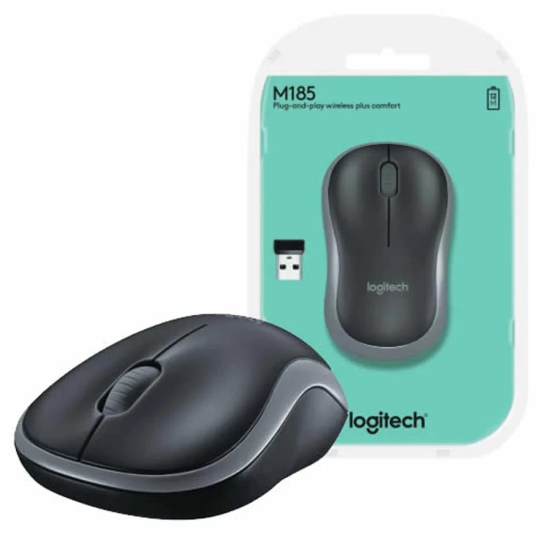 Logitech M185 Wireless Mouse Ambidextrous USB PC / Mac  - Grey