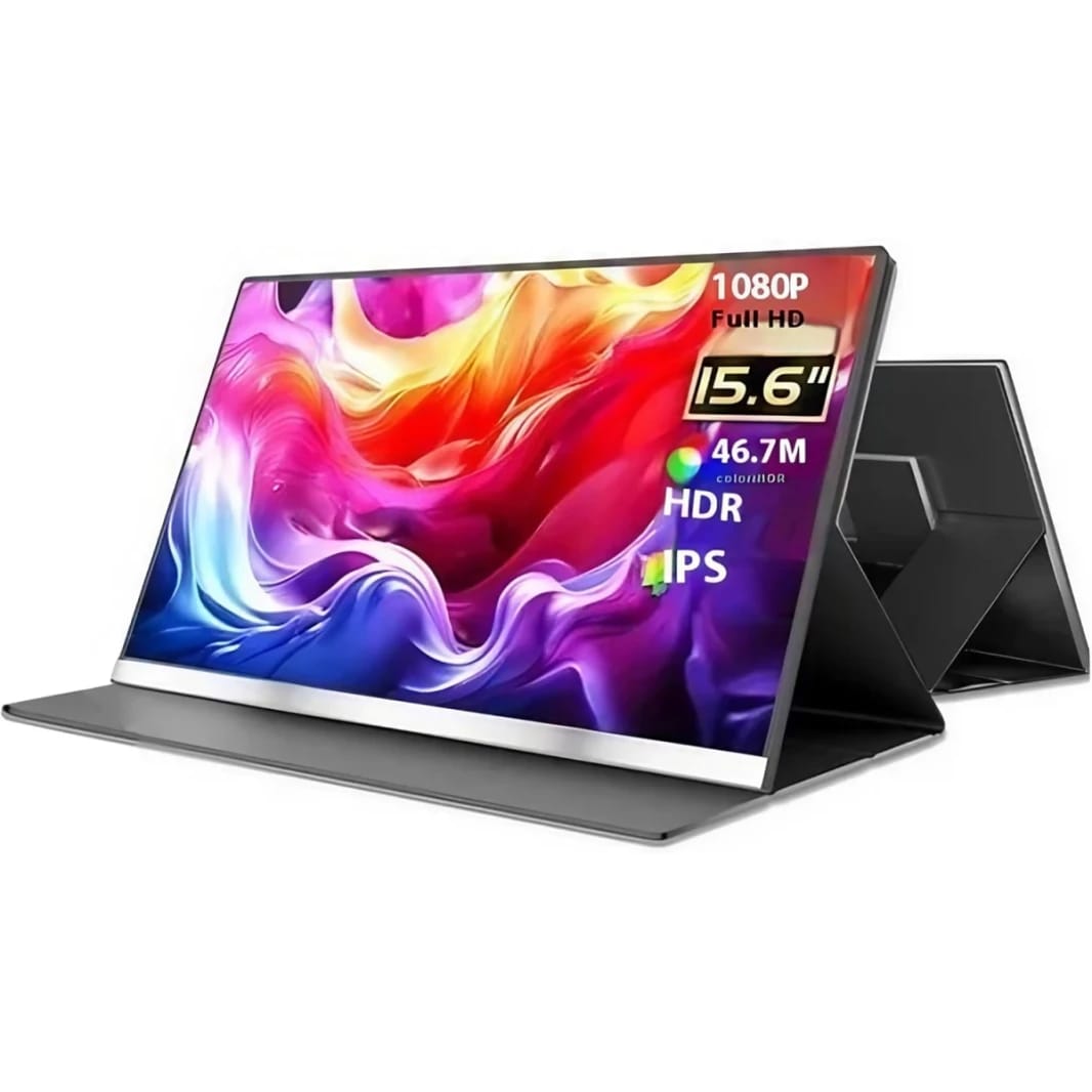 V2COM P4 15.6" IPS Full HD Extender Dual Screen Portable Monitor w/ HDMI & USB C Port Anti-Glare Built In Speakers & Protective Case
