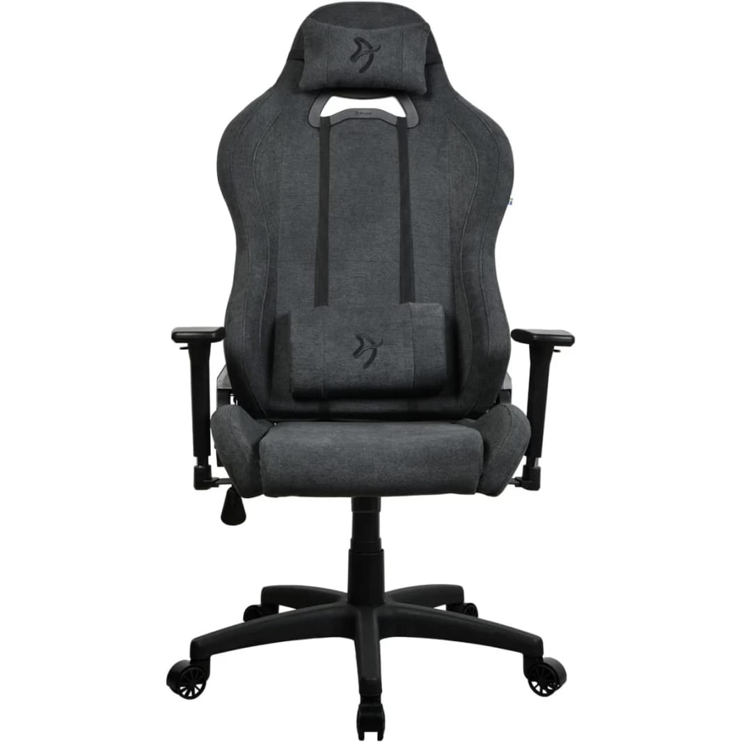Arozzi Torretta Soft Fabric (2023) Soft Pleasant & Durable Ergonomic Design 3D Armrest 2 Adjustable Height Supportive Pillows & Adjustable Height - Dark Grey