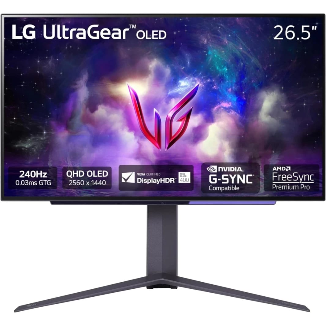 LG 27GS95QE-B UltraGear™ 27” OLED 2K HDR10 240Hz 0.03ms True Black 400 G-SYNC Compatible HDMI 2.1 Adjustable Stand  - Black