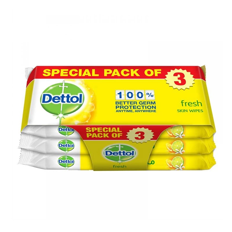 Dettol مضادات البكتيريا مناديل مناديل طازجة 10 مناديل (حزمة 3)