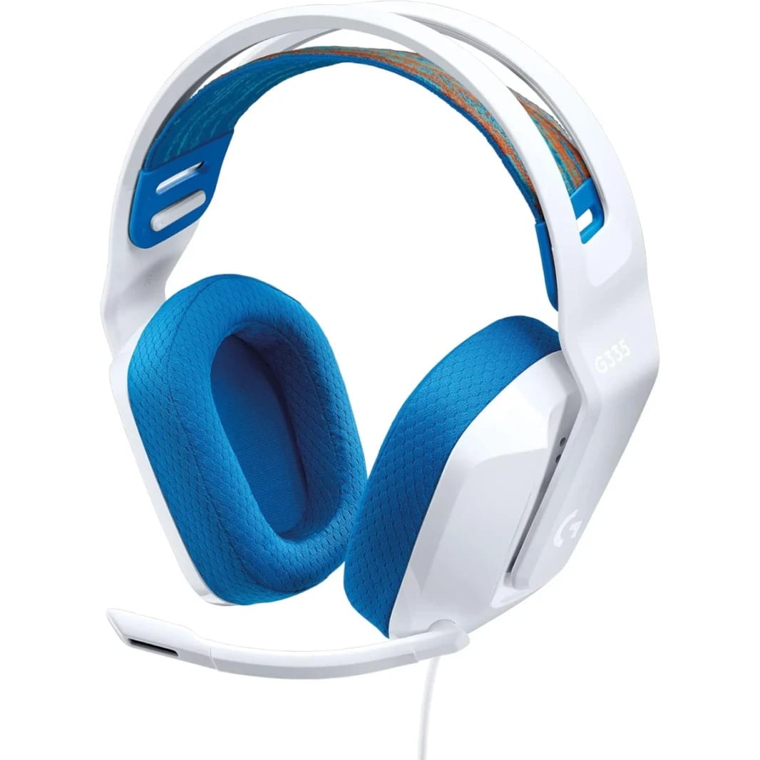 Logitech G335 Wired with Flip to Mute Microphone 3.5mm Audio Jack Memory Foam Lightweight Compatible with PC, PlayStation, Xbox, Nintendo Switch - White