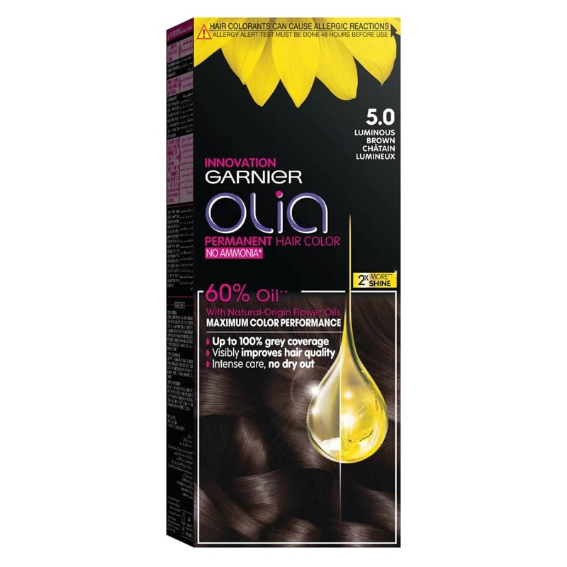Garnier Olia No Ammonia Permanent Haircolor 5.0 Luminous Brown