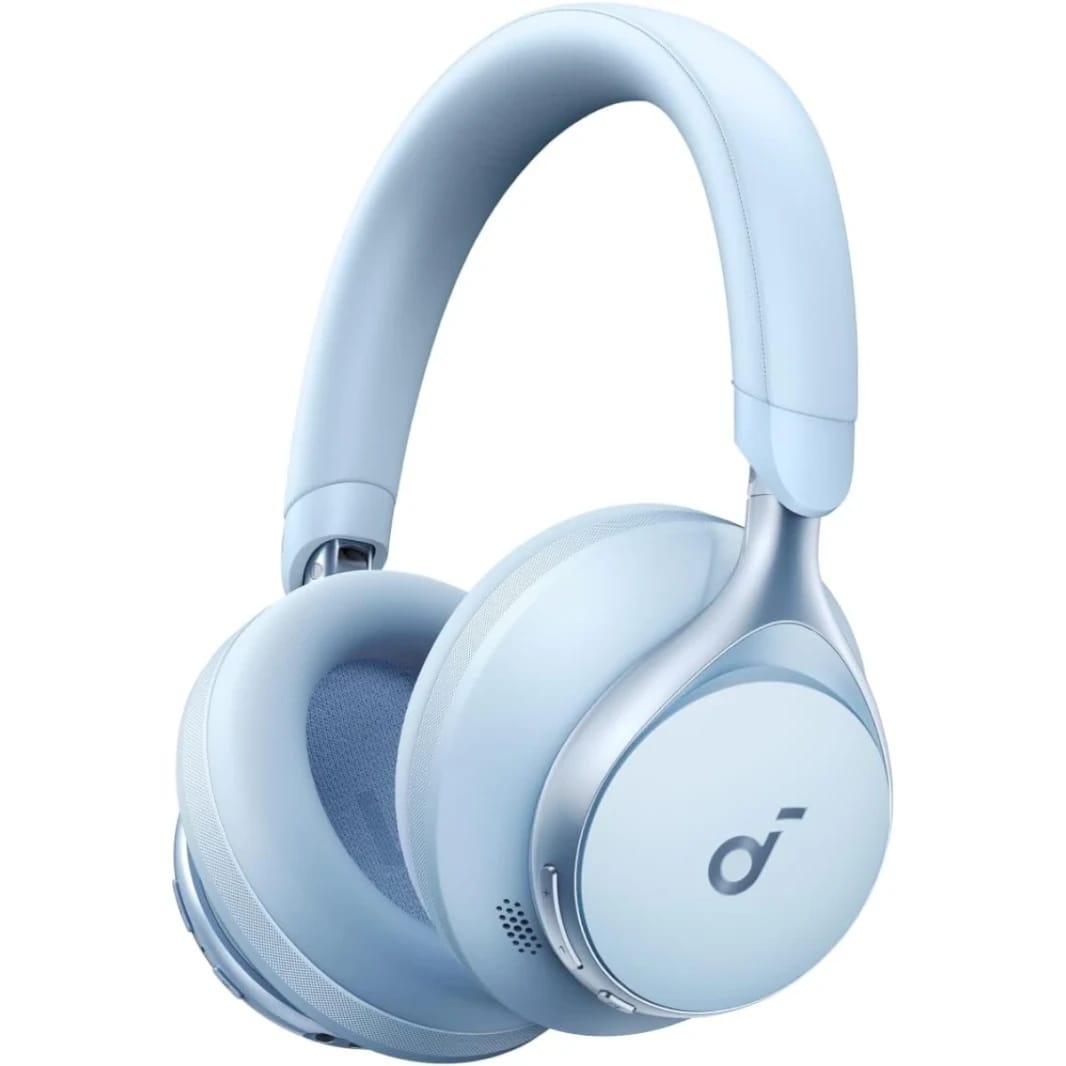 Anker Soundcore Space One, Active Noise Cancelling Headphones, 2X Stronger Voice Reduction, 40H ANC Playtime, App Control, LDAC Hi-Res Wireless Audio, Comfortable Fit, Clear Calls, Bluetooth 5.3 - Blue