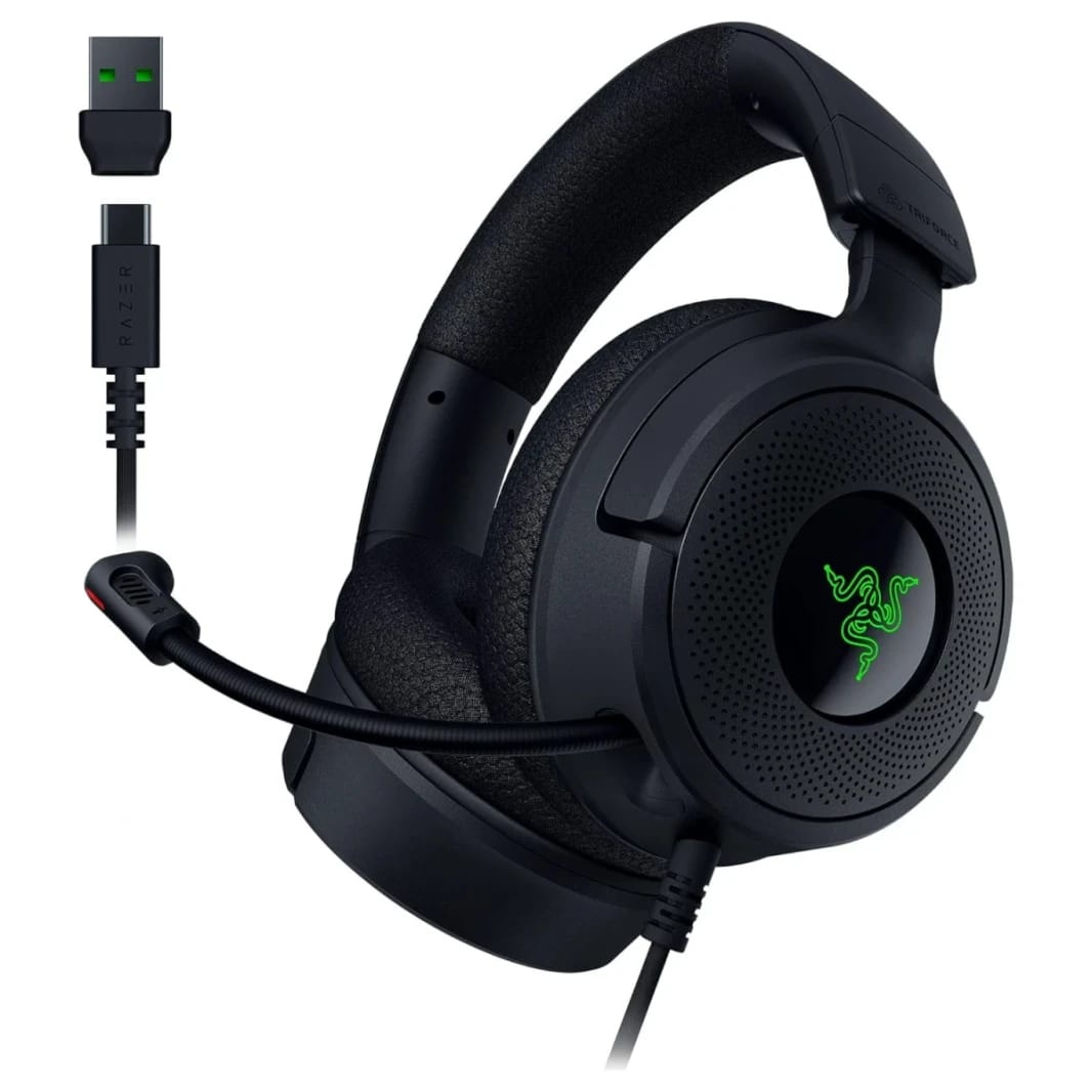 Razer Kraken V4 X Wired 40mm Drivers Cardioid Mic Memory Foam Cushions Chroma RGB Lighting Type C & Type A Cable For PC, Mac, PS5, Nintendo Switch, Steam Deck, Smartphone