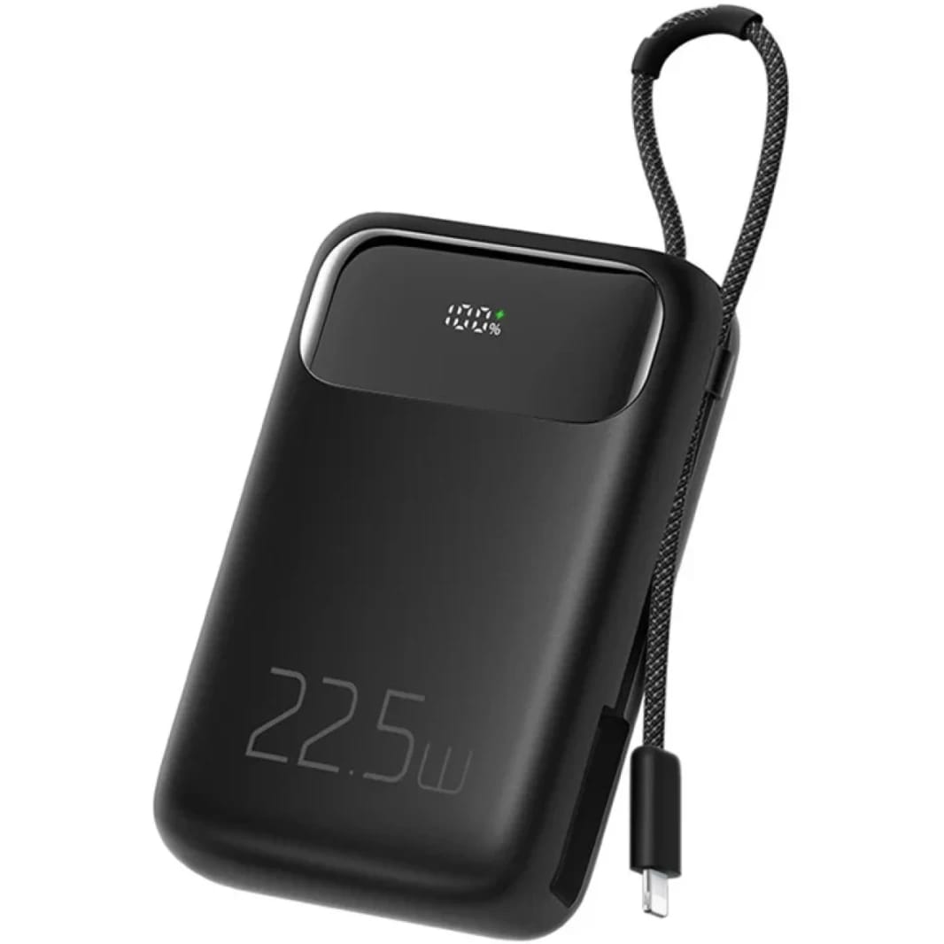 MCDODO MC-325 PD 22.5W Power Bank with iP Cable, 10000mAh Phone Battery Pack Portable Charger - Black