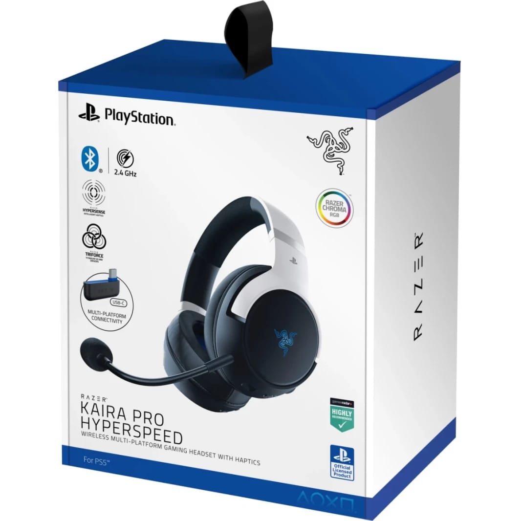 Razer Kaira Pro HyperSpeed Wireless / Bluetooth w/ Haptics Titanium 50mm Drivers Hybrid MicLow Latency Bluetooth30 Hr Battery For Playstation PS5 PS4 PC Mobile