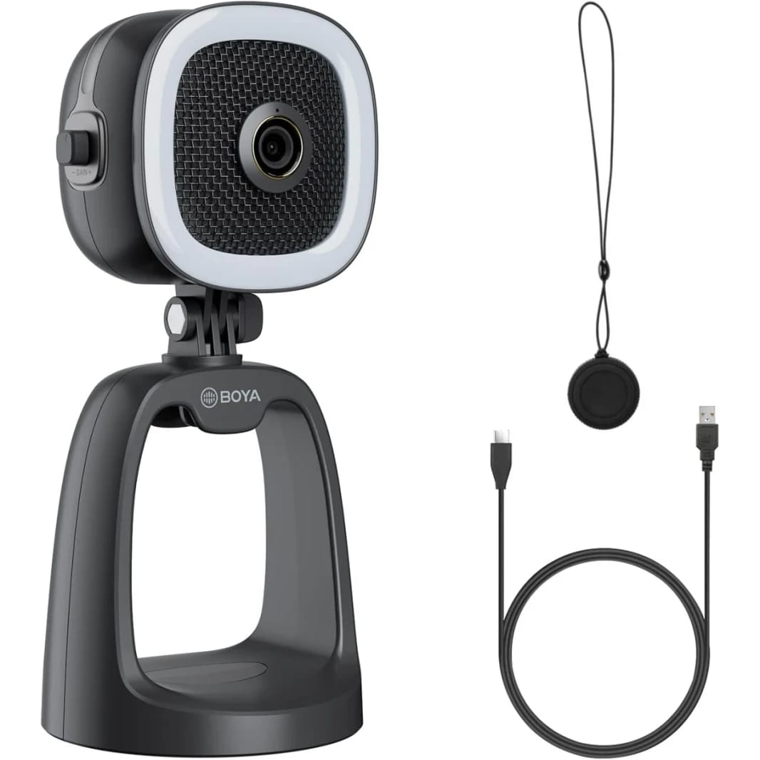 Boya BY-CM6A USB Condenser Microphone for Streaming Gaming PC Podcast Mic With1080P HD Camera and Fill Light for YouTube Studio Music Recording Singing Video for Windows Mac Laptop Desktop Mac Phones -Black