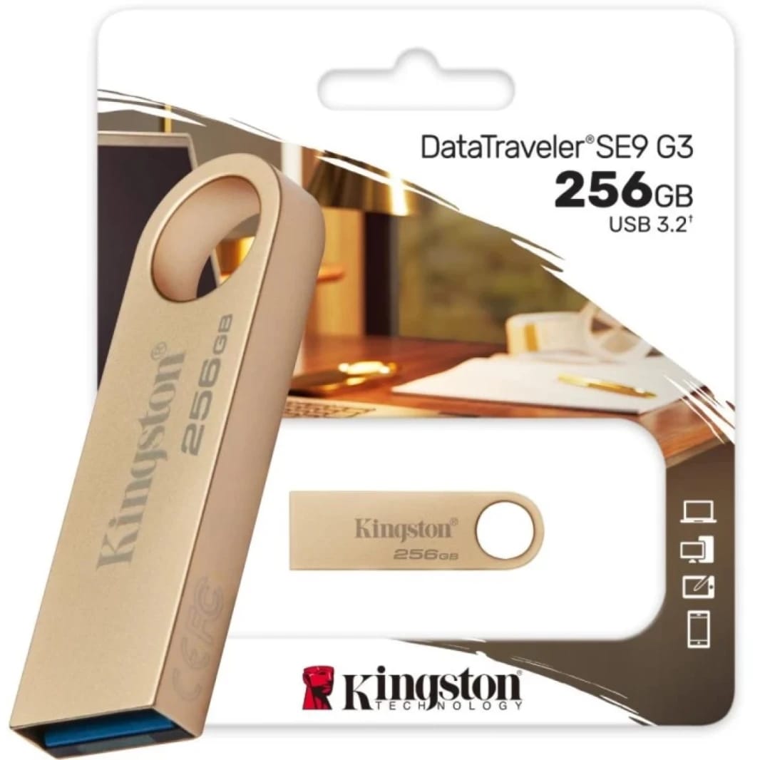 Kingston DataTraveler SE9 G3 256GB USB Flash Drive USB 3.2 Gen 1 Speed Up to 220MB/s Premium Metal Casing