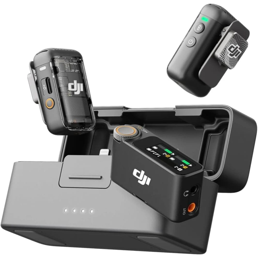 DJI Mic 2 Digital Wireless Lavalier Microphone, Noise Cancelling, 48kHz 32-bit Float Internal Recording, 820 ft.(250m) Range, 18H Battery with Charging Case, Microphone for Camera/Phone, Vlog, Streaming