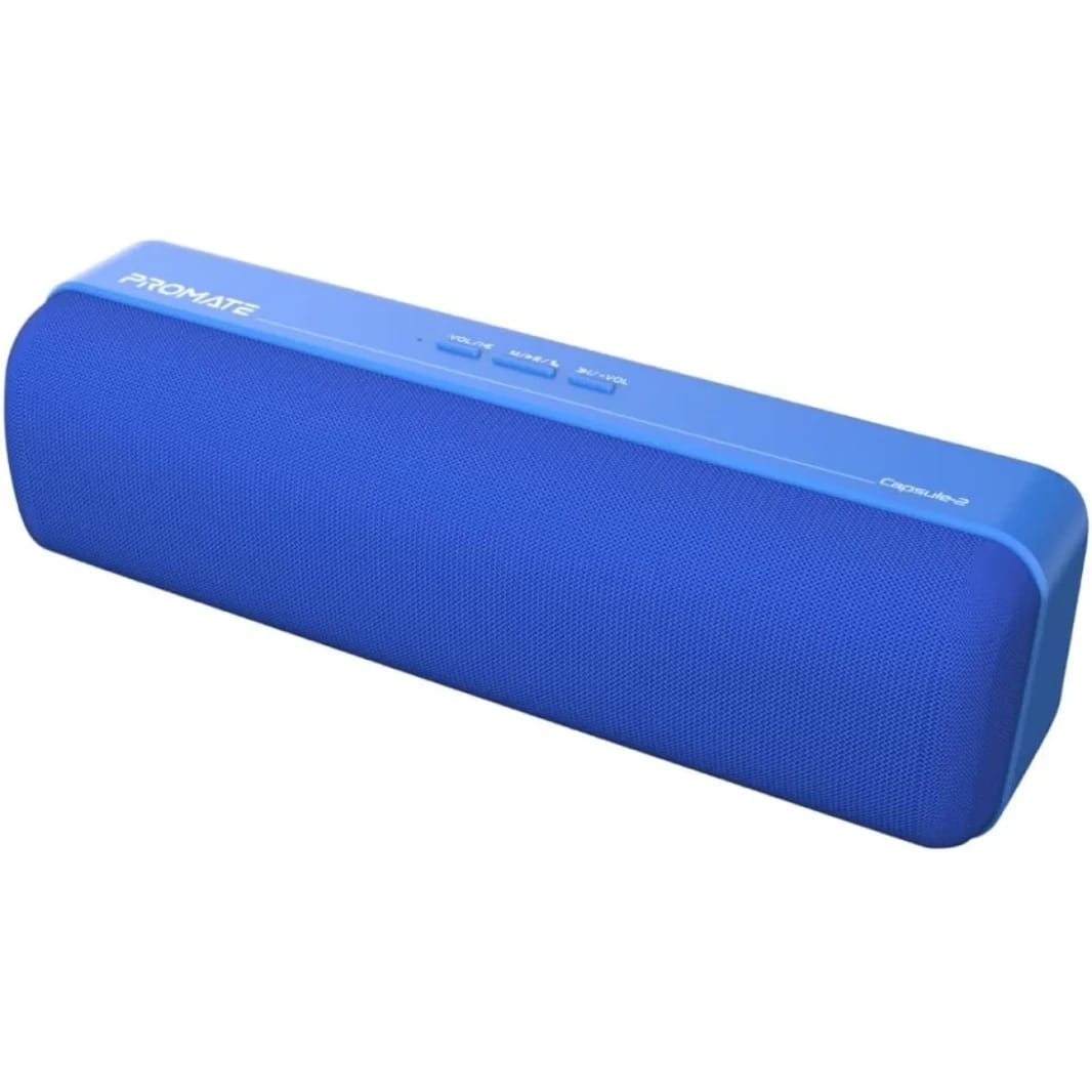 Promate Capsule-2 Bluetooth Portable Speaker HD 6W True Bluetooth 5.0 Long Playtime USB Media Port Micro SD Card & 3.5mm Port - Blue