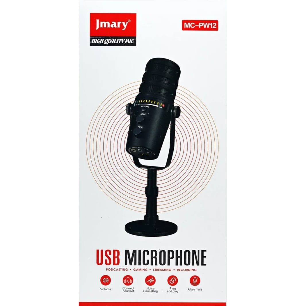 JMARY MC-PW12 USB Mic 360 Degree Rotating Zero Latency Mute Function Cardioid Desktop Microphone