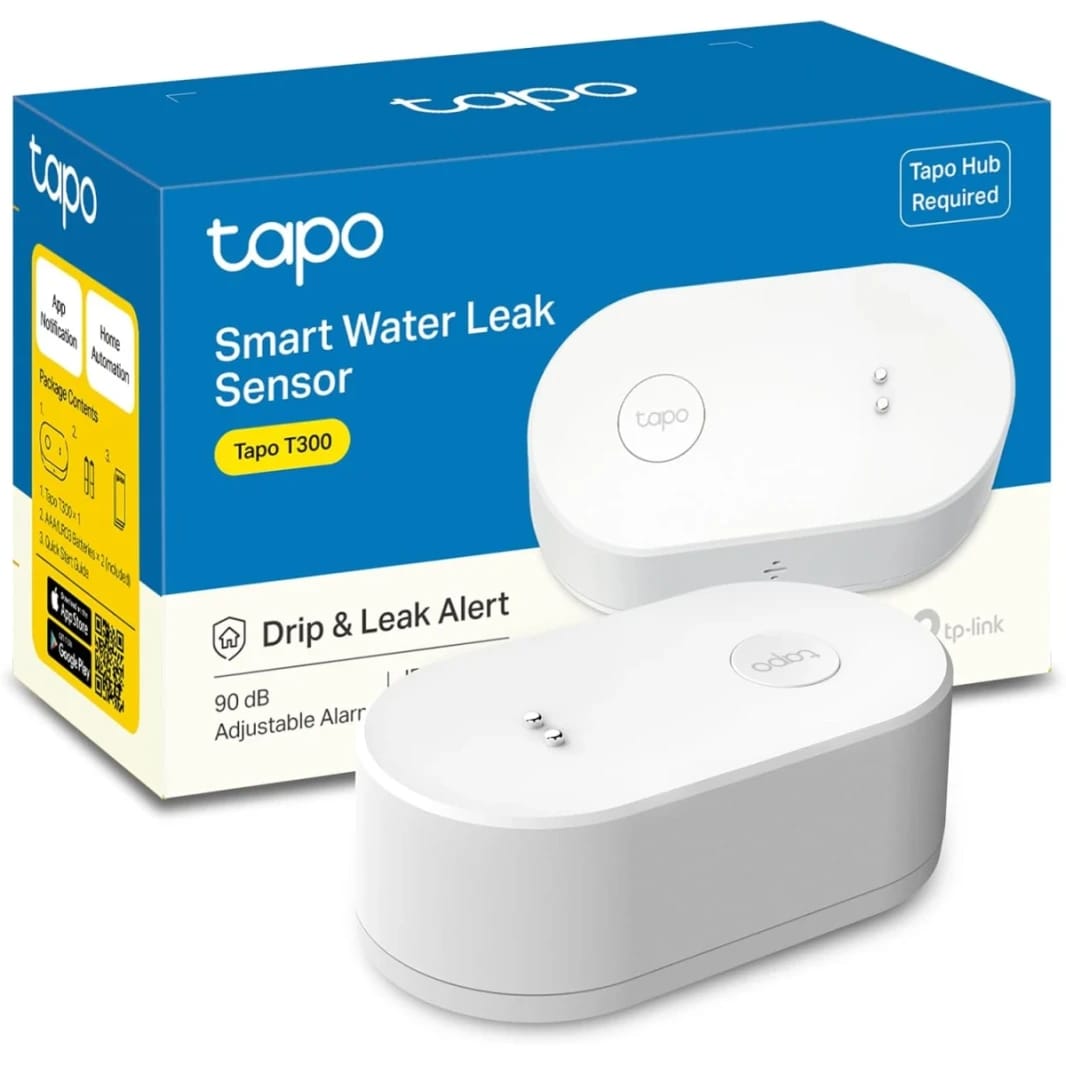 TP-Link Tapo T300 Smart Water Leak Detector, Requires Tapo Hub, Water Leak Sensor Wi-Fi with Rapid Dripping Detection, 90dB Adjustable Alarm, App Alerts, Compatible with Alexa and Google Home